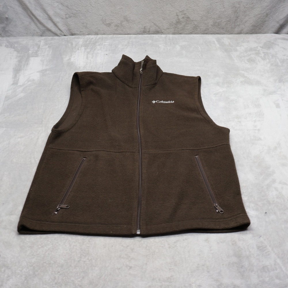 Columbia Vest Mens Medium Brown Fleece Full Zip Layering Gorpcore Hiking Outdoor